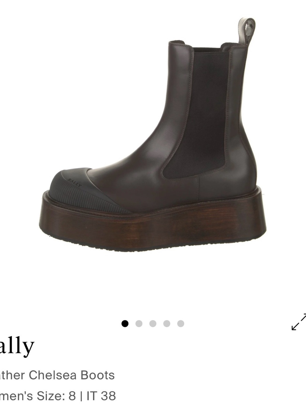 Bally Dark Brown Leather Platform Chelsea Boot Size 8